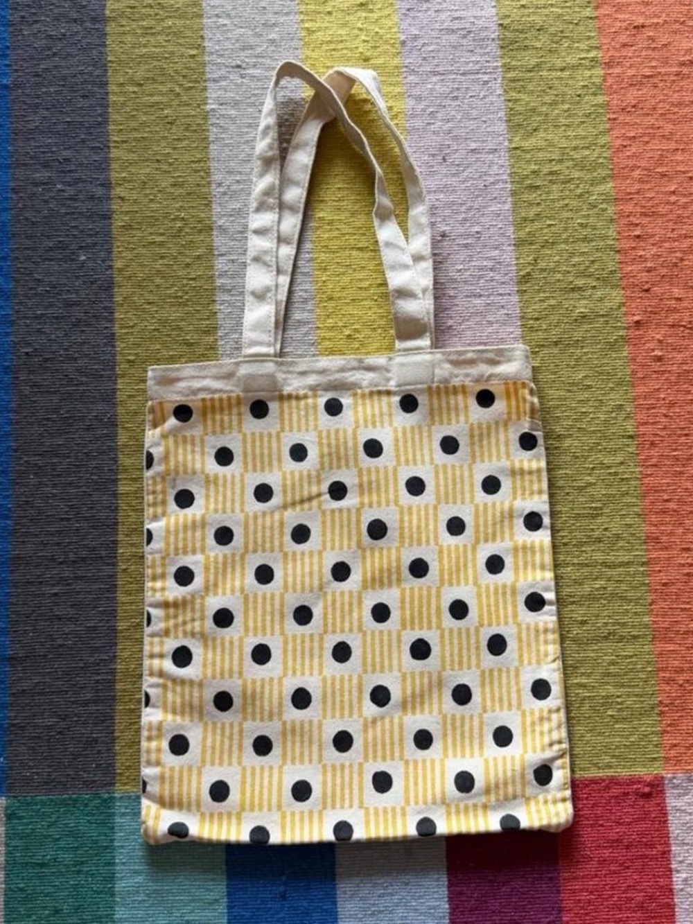 Yellow Polka Dot Canvas Tote Bag
